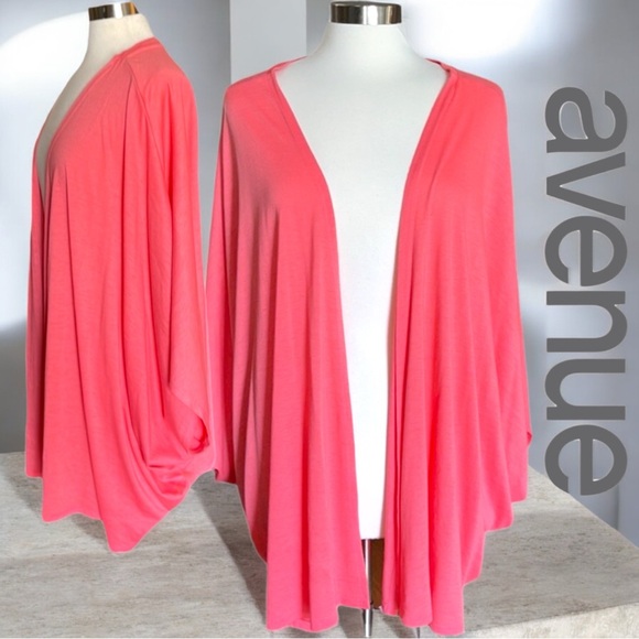 Avenue Coral Open Front Batwing Lightweight Cardigan - Picture 16 of 16